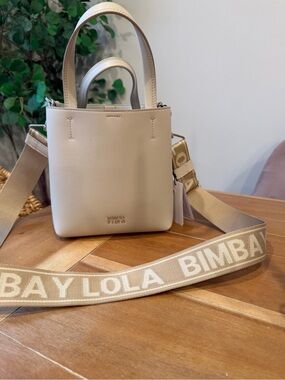 Bimba y Lola Cream Mini Tote with Branded Strap